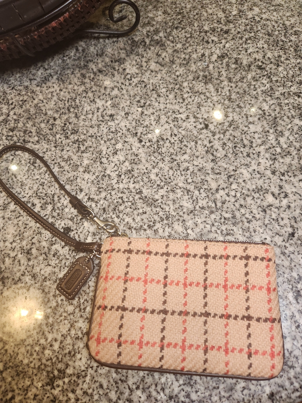 Coach Rare Vintage Plaid Tweed Wristlet Wallet